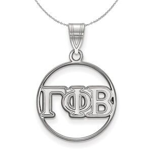Sterling Silver Gamma Phi Beta Medium Circle Greek Necklace - 24 Inch